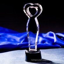 Pujiang Factory Free Design Custom K9 Blank Crystal Heart Trophy Laser Engraved Trophy Crystal Awards for Business Gift